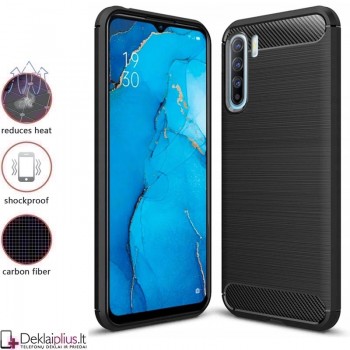 Carbon guminis dėklas - juodas (Oppo A91/Reno3/F15)